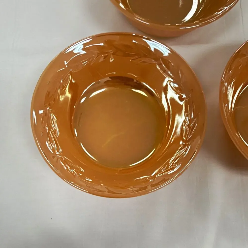 Copied - Pink Pressed Glass Leaf Pattern Round Bowl, Glossy Finish,